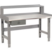 Global Industrial&#153; Workbench w/ Stainless Steel Square Edge Top & Riser, 72&quot;W x 30&quot;D, Gray