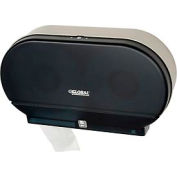 Global Industrial Plastic Twin Jumbo Roll Toilet Tissue Dispenser, Two 9" Rolls, Gray