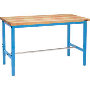 Global Industrial 72 x 36 Adjustable Height Workbench Square Tube Leg - Birch Square Edge Blue