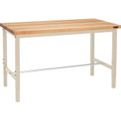 Global Industrial 96 x 30 Adjustable Height Workbench Square Tube Leg - Birch Square Edge Tan