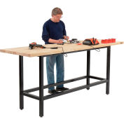 Global Industrial Standing Height Workbench w/ Maple Square Edge Top, 96"W x 30"D, Black