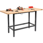 Global Industrial Standing Height Workbench w/ Birch Square Edge Top, 72"W x 30"D, Black
