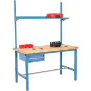 Global Industrial 60x30 Production Workbench Birch Square Edge - Drawer, Upright & Shelf BL