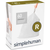 simplehuman® Trash Can Liner Code R - 2.6 Gallon, 16.6 X 17.9, 0.98 Mil, White, Pack of 240