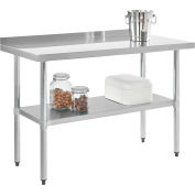 Global Industrial Workbench w/ 18 Ga 430 Series SS Top, 2" Backsplash & Undershelf, 48"Wx24"D