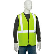 Global Industrial Class 2 Hi-Vis Safety Vest, 2" Reflective Strips, Polyester Solid, Lime, Size S/M