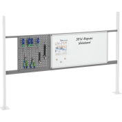 Global Industrial Panel Kit for 72"W Workbench 18"W Pegboard & 36"W Whiteboard, Rail Gray