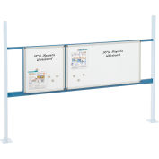 Global Industrial Panel Kit for 72"W Workbench - 18"W and 36"W Whiteboard, Mounting Rail Blue