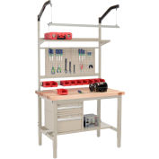 Global Industrial 48"W x 30"D Production Workbench - Maple Square Edge Complete Bench - Tan
