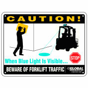 Beware of Forklift Traffic Safety Warning Sign - 12&quot; x 9&quot; Plastic