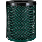 Global Industrial Thermoplastic Coated 32 Gallon Mesh Receptacle w/Flat Lid - Green