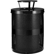 Global Industrial Thermoplastic 32 Gallon Perforated Receptacle w/Rain Bonnet Lid - Black