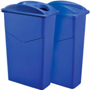 Global Industrial&#153; Recycling System For Paper/Bottles & Cans, 46 Gallon, Blue