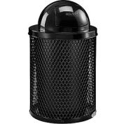Global Industrial Thermoplastic Coated 32 Gallon Mesh Receptacle w/Dome Lid - Black