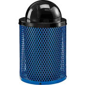 Global Industrial Thermoplastic Coated 32 Gallon Mesh Receptacle w/Dome Lid - Blue