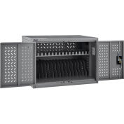 16-Device Charging Cabinet for Chromebooks Laptops and iPad® Tablets, Gray, Unassembled