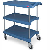 Metro myCart™ Three-Shelf Utility Cart with Chrome-Plated Posts - 25x18" Shelves Blue