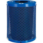 Global Industrial Thermoplastic 32 Gallon Mesh Recycling Receptacle w/Flat Lid - Blue