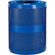 Global Industrial Thermoplastic 32 Gallon Perforated Recycling Receptacle w/Flat Lid - Blue