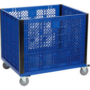 Easy Assembly Vented Wall Bulk Container with Casters, 39-1/4"L x 31-1/2"W x 29"H, Blue
