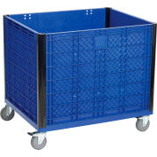 Easy Assembly Solid Wall Bulk Container with Casters, 39-1/4"L x 31-1/2"W x 29"H, Blue