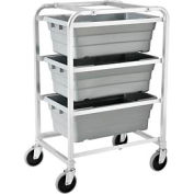 NSF Aluminum Lug Cart 26"L x 19"W x 41"H, 3 Tote Capacity, Unassembled
