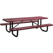 8 ft. Rectangular Outdoor Steel Picnic Table - Expanded Metal - Red