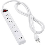 Global Industrial&#153; Surge Protected Power Strip W/USB Ports, 5+1 Outlets, 15A,900 Joules,6' Cord