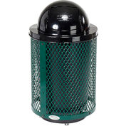 Global Industrial Deluxe Thermoplastic 32 Gallon Mesh Receptacle w/Dome Lid & Base - Green