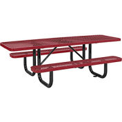 8 ft. ADA Outdoor Steel Picnic Table - Expanded Metal - Red