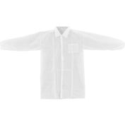 Disposable Polypropylene Lab Coat, 1 Pocket, Elastic Wrists, Collar, Snap Closure, X-Large, 25/Case