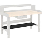 Lower Shelf Steel With 2" Back Stop for Workbench - 72"W x 15"D - Black