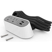 Wiremold WSPC220WH Desktop Power & Charging Center, 2- Tamper Resistant Outlets, 2- 3.1A USB Ports