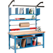 Global Industrial Complete Packing Workbench, Maple Butcher Block Square Edge, 72"W x 30"D