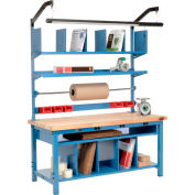 Global Industrial Complete Packing Workbench W/Power, Butcher Block Square Edge, 60"W x 30"D