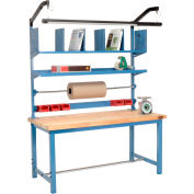 Global Industrial Packing Workbench W/Riser Kit, Maple Butcher Block Square Edge, 60"W x 30"D