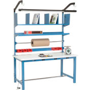 Global Industrial Packing Workbench W/Riser Kit & Power Apron, ESD Square Edge, 72"W x 30"D