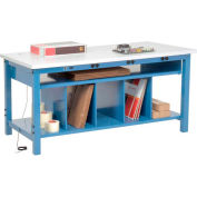 Global Industrial Packing Workbench W/Lower Shelf & Power, ESD Square Edge, 60"W x 30"D
