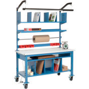 Global Industrial Complete Mobile Packing Workbench, ESD Safety Edge, 72"W x 30"D