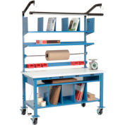 Global Industrial™ Complete Mobile Packing Workbench W/Power, ESD Square Edge, 72"W x 30"D