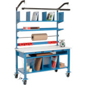Global Industrial Complete Mobile Packing Workbench W/Power, ESD Safety Edge, 72"W x 30"D