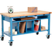 Global Industrial™ Mobile Packing Workbench W/Lower Shelf Kit, Maple Square Edge, 72"W x 30"D