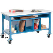 Global Industrial Mobile Packing Workbench W/Lower Shelf Kit, ESD Square Edge, 60"W x 30"D