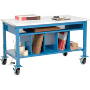 Global Industrial Mobile Packing Workbench W/Lower Shelf Kit, ESD Safety Edge, 60"W x 30"D