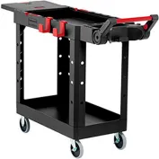 Rubbermaid FG618000 BLA 2 Level Polymer Utility Cart w/ 330 lb Capacity,  Flat Ledges