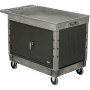 Industrial Strength Plastic 2 Tray Shelf Maintenance & Utility Cart, 44” x 25-1/2”, 5" Rubber caster