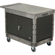 Industrial Strength Plastic 2 Flat Shelf Maintenance & Utility Cart, 44” x 25-1/2”, 5" Rubber Caster