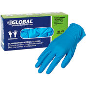 Global Industrial™ Nitrile Gloves, Exam Grade, Powder Free, Blue, 4 MIL, 100/Box, Medium