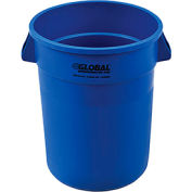 Global Industrial Plastic Trash Container, Garbage Can - 32 Gallon Blue