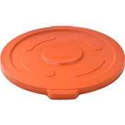 Global Industrial Plastic Trash Container, Garbage Can Lid - 55 Gallon Orange